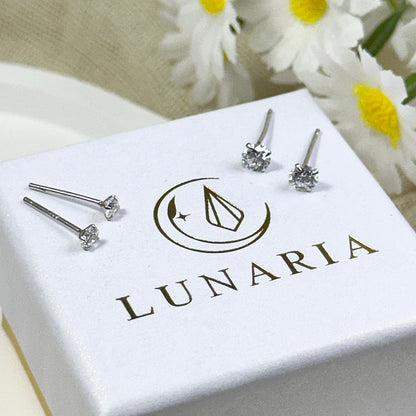 999 Silver Stud Zircon Earrings